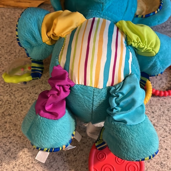 Bright Starts Plush Blue Elephant with Attached Toys Crinkles Rattles - Picture 6 of 9